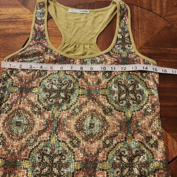 Maurices Green Sequin Tank Top Women's Size Medium - Picture 2 of 5